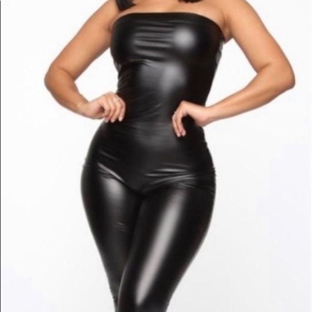faux leather jumpsuit